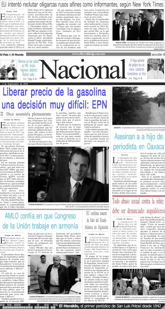 Portada Nacional El Heraldo De San Luis Potosi 9514