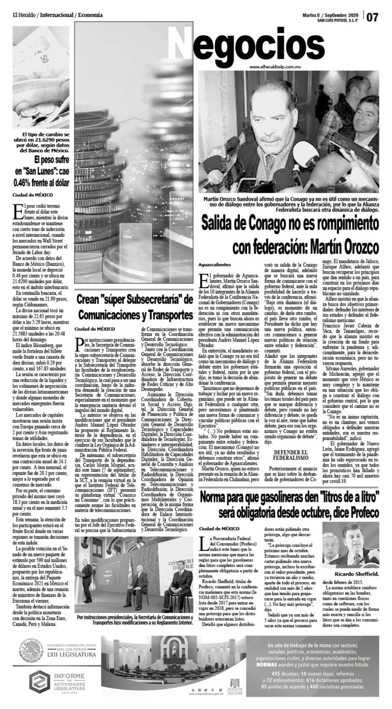 Portada Nacional El Heraldo De San Luis Potosi 2843
