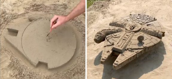 Esculpe un increíble del Halcón Milenario en la arena