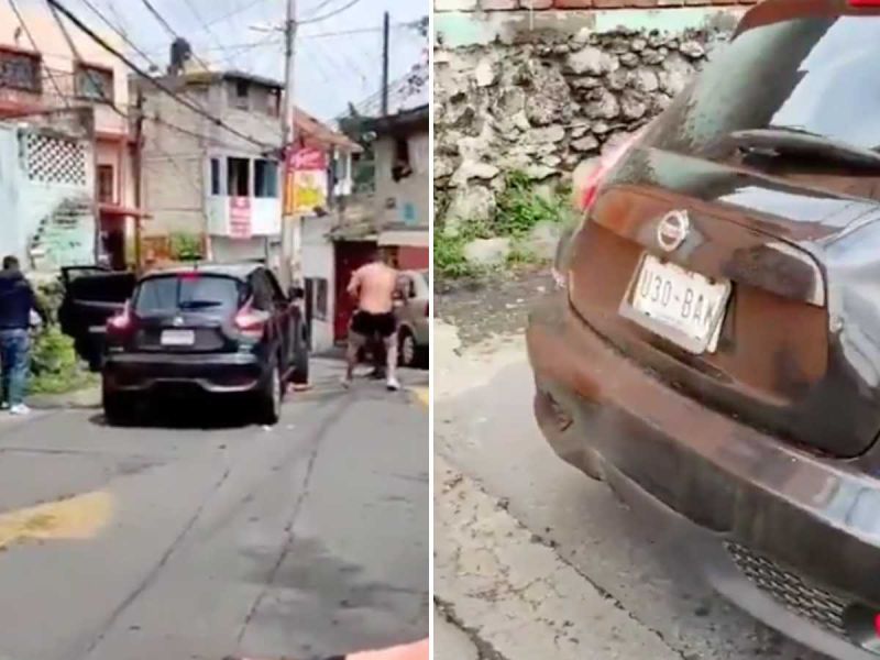 Riñen por percance vial y así arrolla a dos hombres en Tepepan