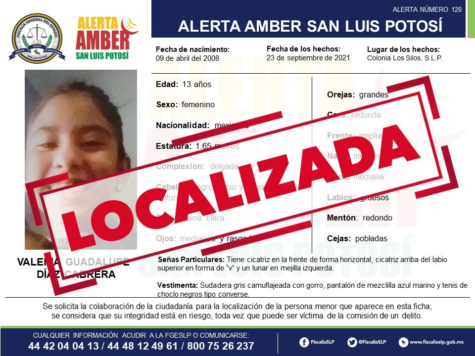 encontraron a menor desaparecida BAJA-ALERTA-AMBER-VALERIA-GUADALUPE-DIAZ-CABRERA