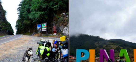 A bordo de bicicleta, Loki, el perrito viajero, llegó a la Sierra Gorda