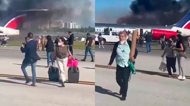 Avión se incendia y pasajeros demoran la evacuación llevándose sus maletas