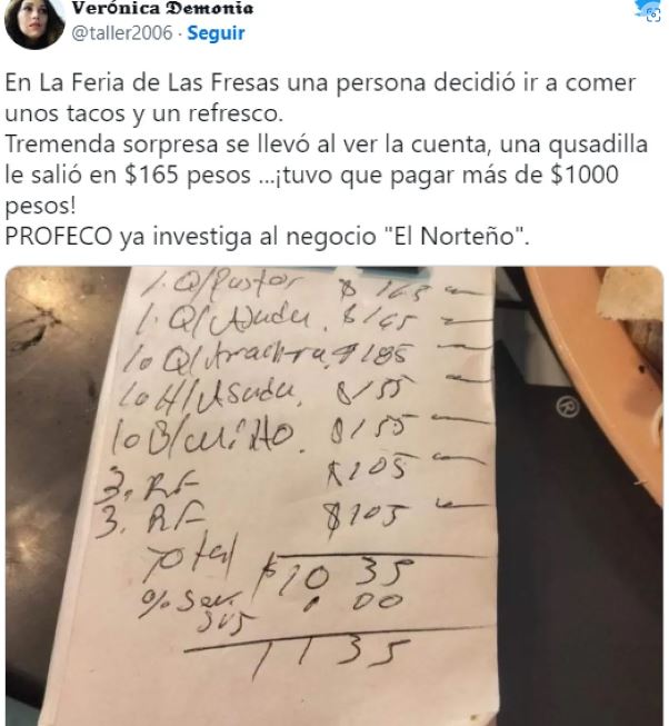 Pagó más de mil pesos por tacos, los consumió en una feria de Irapuato