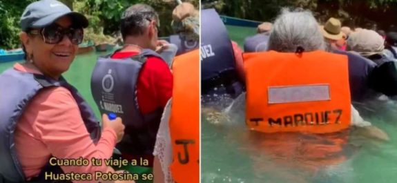 Se hunde lancha en la Huasteca Potosina y lo comparan con el Titanic en TikTok