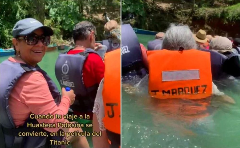 Se hunde lancha en la Huasteca Potosina y lo comparan con el Titanic en TikTok