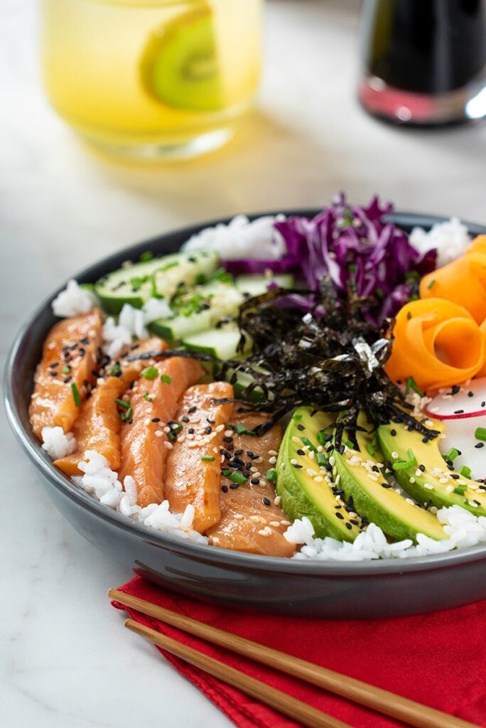 Salmon, Cabbage, Orange and Soy Poke Bowl - American Chronicles