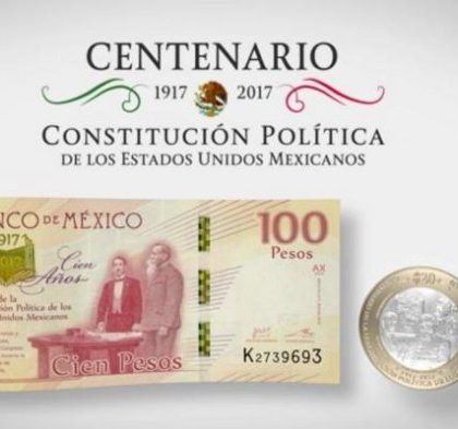 Lanza Banxico moneda y billete conmemorativos de la CPEUM
