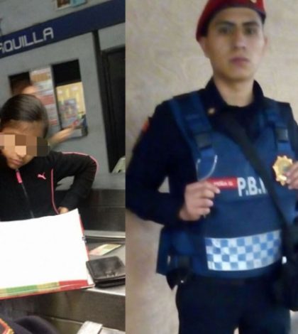 Policía ayuda a pequeña en el Metro a regresar con su mamá