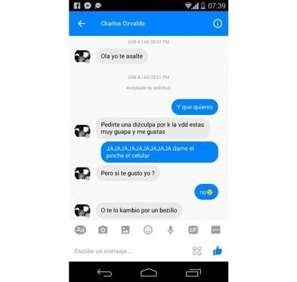 “Ola, yo te asalté”… Coquetea ladrón con su víctima en Facebook