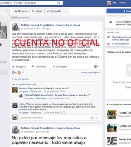 Usan cuentas falsas de la SSP Tamaulipas para estafar aspirantes
