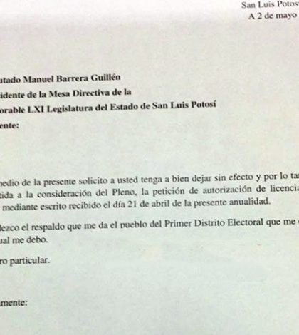 Recula Alejandro Segovia;  retira su solicitud de licencia