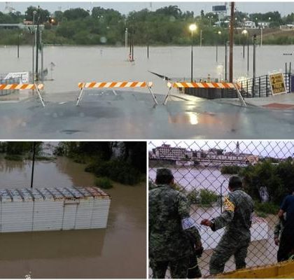Se desborda río Bravo en Nuevo Laredo; cierran accesos de puentes internacionales