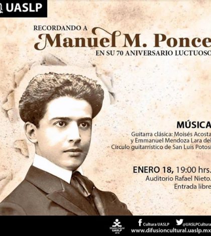 UASLP ofrece concierto a 70 años de la muerte de Manuel M. Ponce