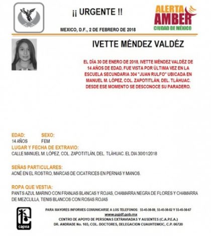 Alerta Amber: Ayuda a Ivette Méndez Valdez a volver a casa