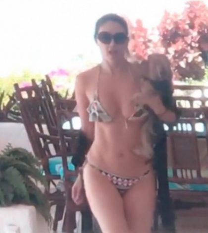 Aracely Arámbula baila sexy en bikini con… su perrito