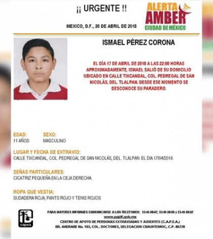 Alerta Amber: Ayuda a Ismael Pérez Corona a volver a casa