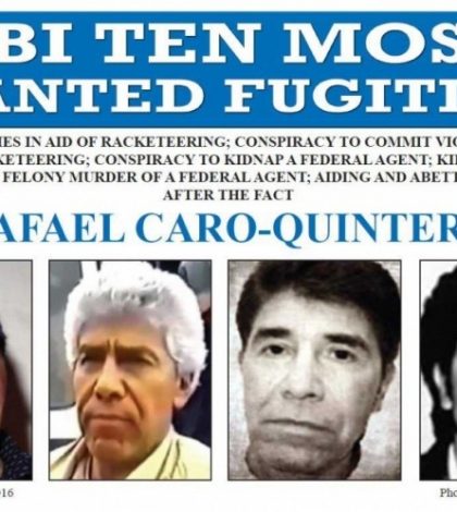 Caro Quintero entra a lista de los 10 más buscados por el FBI