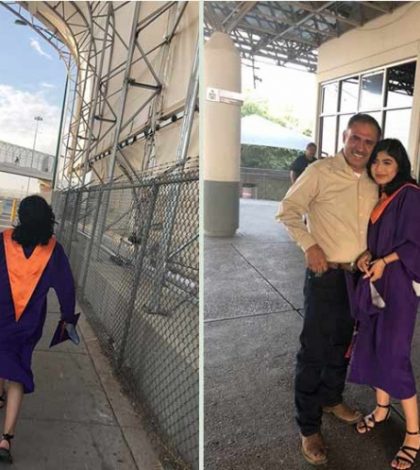 Joven de EU cruza la frontera para celebrar graduación con su padre