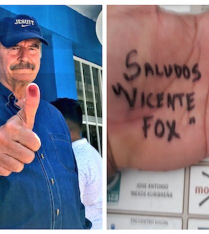 Vicente Fox presume su boleta y el dedo pintado; “ya se va tu pensión”, le contesta la red