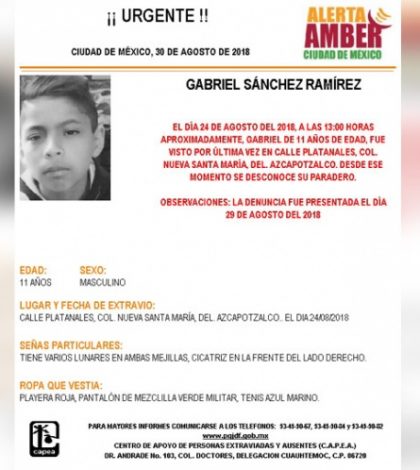 Alerta Amber: Ayuda a Gabriel Sánchez a volver a casa