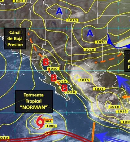 Tormenta tropical Norman se ubica al suroeste de Península de Baja California: SMN