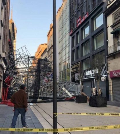 Cae andamio en calle Madero de Centro Histórico; reportan 5 lesionados