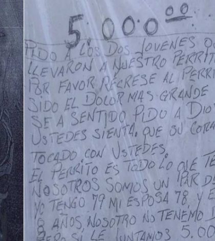 Viejitos ofrecen 5 mil pesos para recuperar a su perrito robado