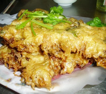 El aperitivo tradicional distintivo  de Taiwán tortilla de ostras