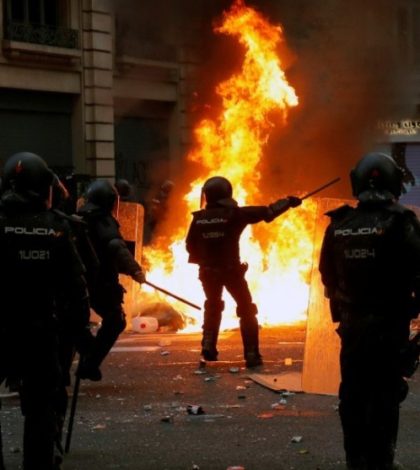 Disturbios  durante manifestación  independentista en Barcelona
