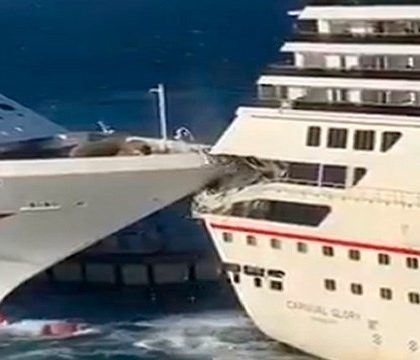 #Video: Chocan cruceros en Cozumel durante maniobras de atraque