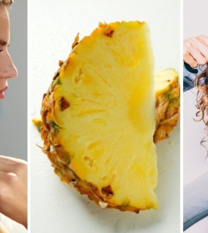 Agua de cáscara de piña para rizar el cabello de manera natural