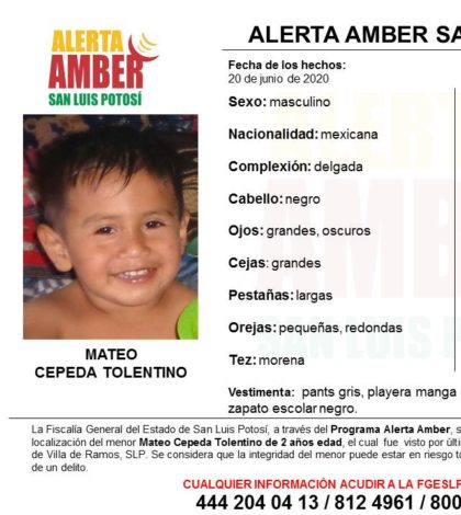 Fiscalía activa Alerta Amber para localizar a menor de 2 años de edad