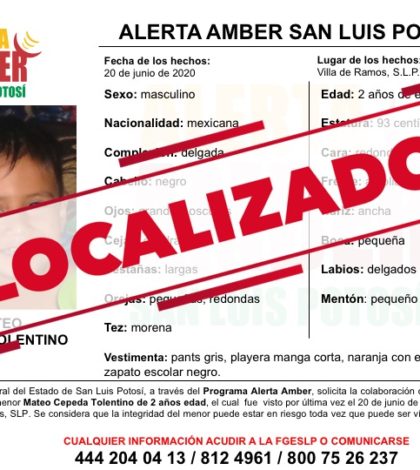 Desactiva Alerta Amber, encontraron al pequeño