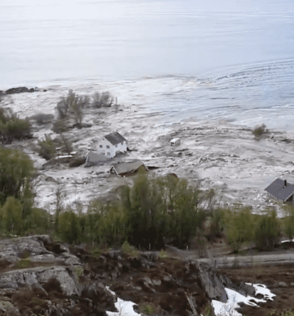 Isla es tragada por el mar en Noruega en aterrador momento