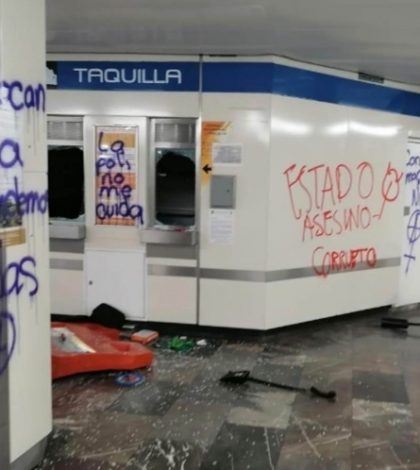 Capturan a 4 por robo y destrozos en estación Pino Suárez del Metro