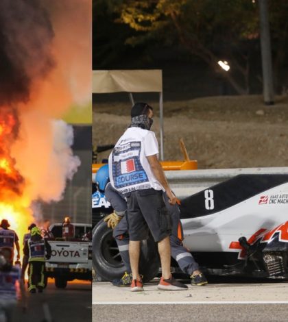 Tremendo accidente de Grosjean en el GP de Bahréin; se incendia su monoplaza