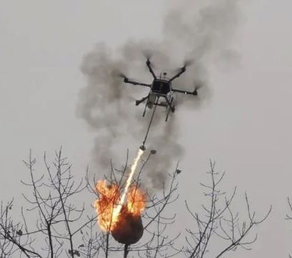 Dron lanzallamas incendia y acaba con un nido de avispas