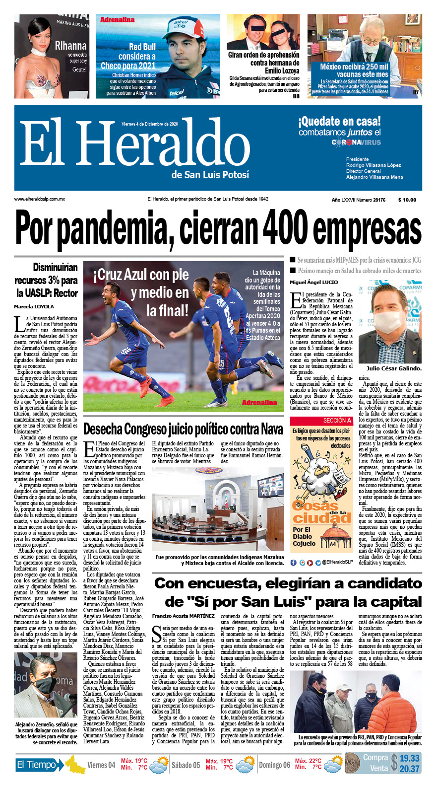 Portada Local El Heraldo De San Luis Potosi 2787