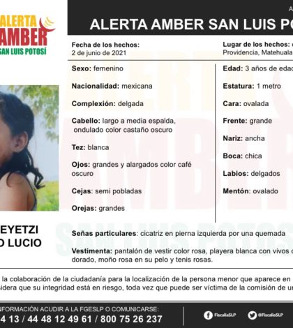 Desaparece niña de tres años en Matehuala