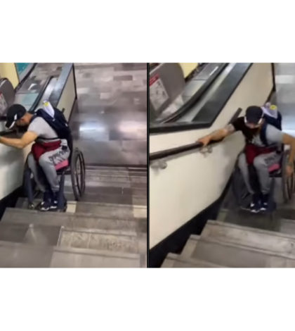 Hombre en silla de ruedas comparte cómo baja las escaleras en el Metro