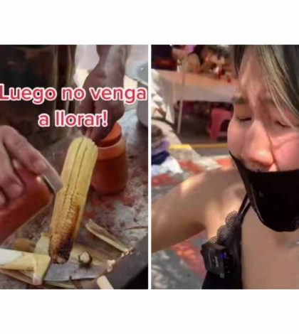 Coreana prueba elote con chile «del que pica» y su reacción se hace viral