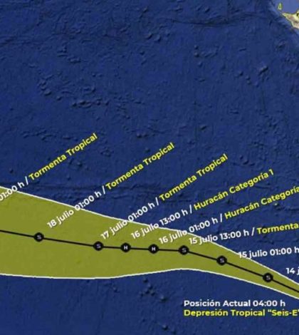 Alerta por formación de la Depresión Tropical Seis-E en el Pacífico
